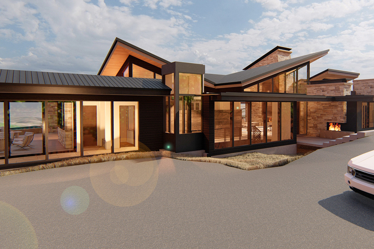 Park City Residence Rendering Exterior Entry Perspective