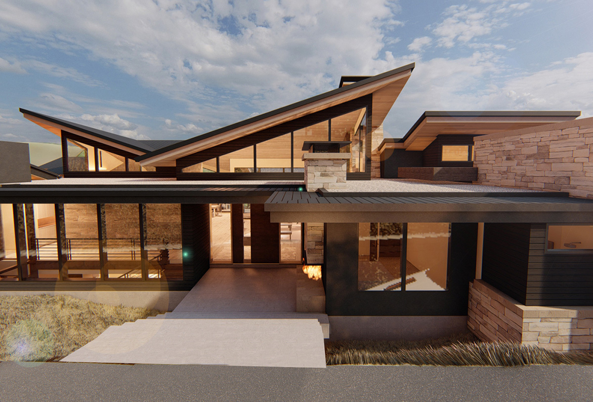 Park City Residence Rendering Exterior Entry