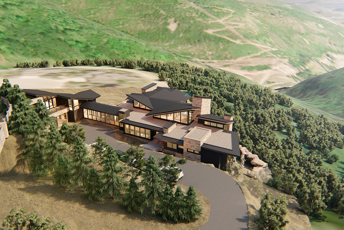 Park City Residence Rendering Exterior Fly Over
